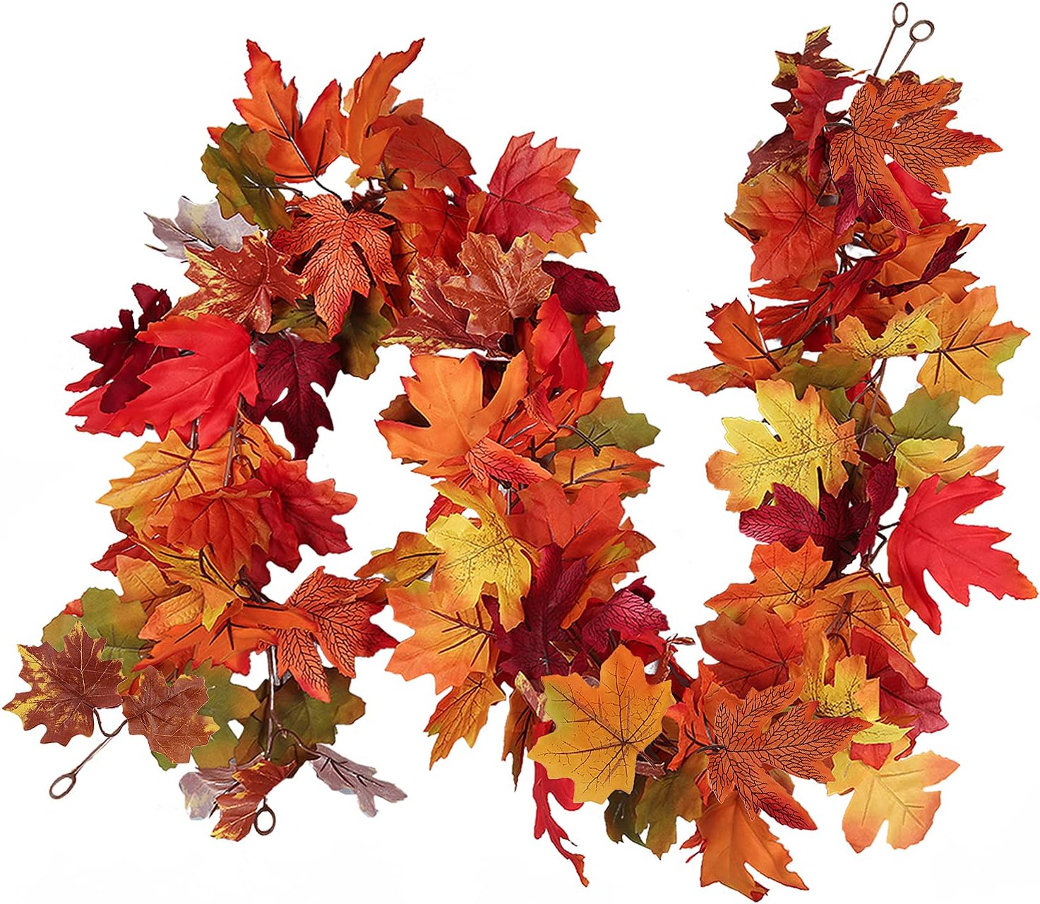 Wreaths, Garlands & Swags - RECUTMS 2Pack Artificial Leaf Garland Hanging Fall Maple Leaf Garland Fake Autumn Leaves for Indoor Home Halloween Christmas Party Wall Fireplace Decor(Mixed Color)