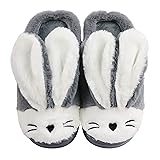 Sanfiago Plush Bunny Slippers Non-Skid Faux Fur