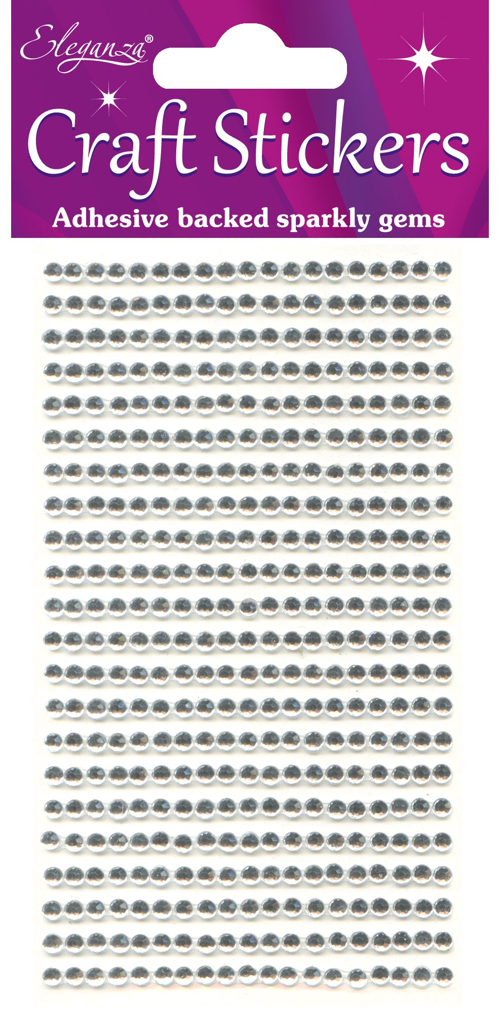 Eleganza 418-Piece Gems, Synthetic Material, Clear/Silver No.43, 16.5 x 7.6 x 0.2 cm