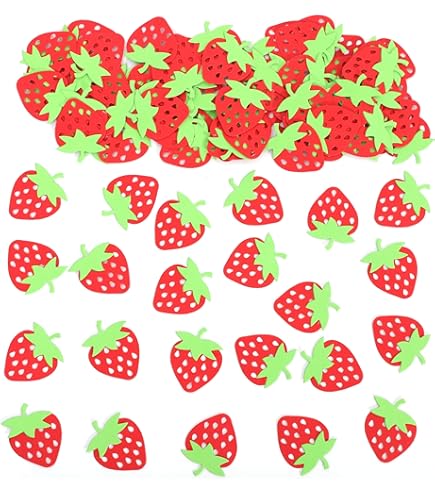 KSBBHDS 200 Confettis De Motifs De Fraises, Décorations De Fête, Accessoires De Gicleurs De Fête, Confettis Créatifs Mignons