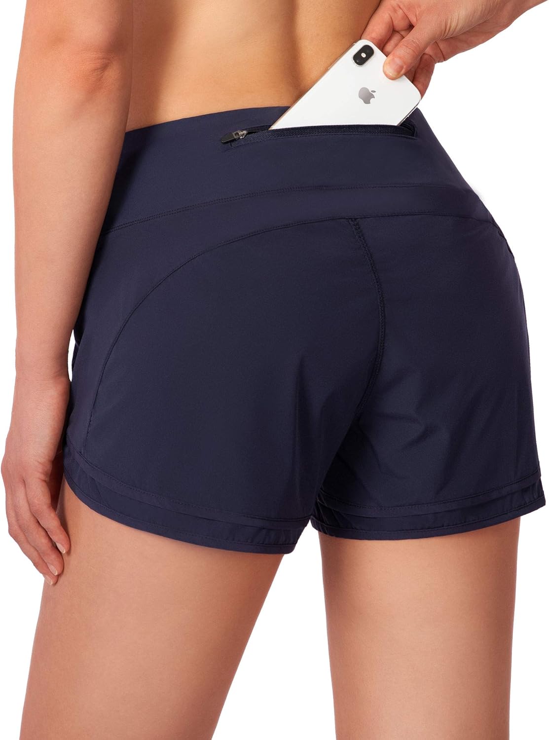 Women's Running Shorts with Zipper Pocket 3 Inch Quick-Dry Workout Athletic Gym Shorts for Women: Clothing