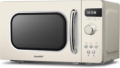 COMFEE' Retro 800W 20L Microwave Oven with 8 Auto Menus - Apricot Cream