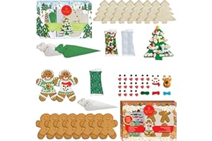 Holiday Cookie Decorating Kit Bundle by Bakery Bling | Starlight Tree + Gingerbread People Cookie Kit | Pre-Baked Cookies, Icing, Glittery Sugar, Candy Decorations, Royal Icing Decorations