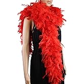 Flydreamfeathers 80 Gram, 2 yards Long Turkey Chandelle Feather Boa 10 Color, Great for Party, Wedding, Halloween Costume, Christmas Tree Decoration (Red Color)