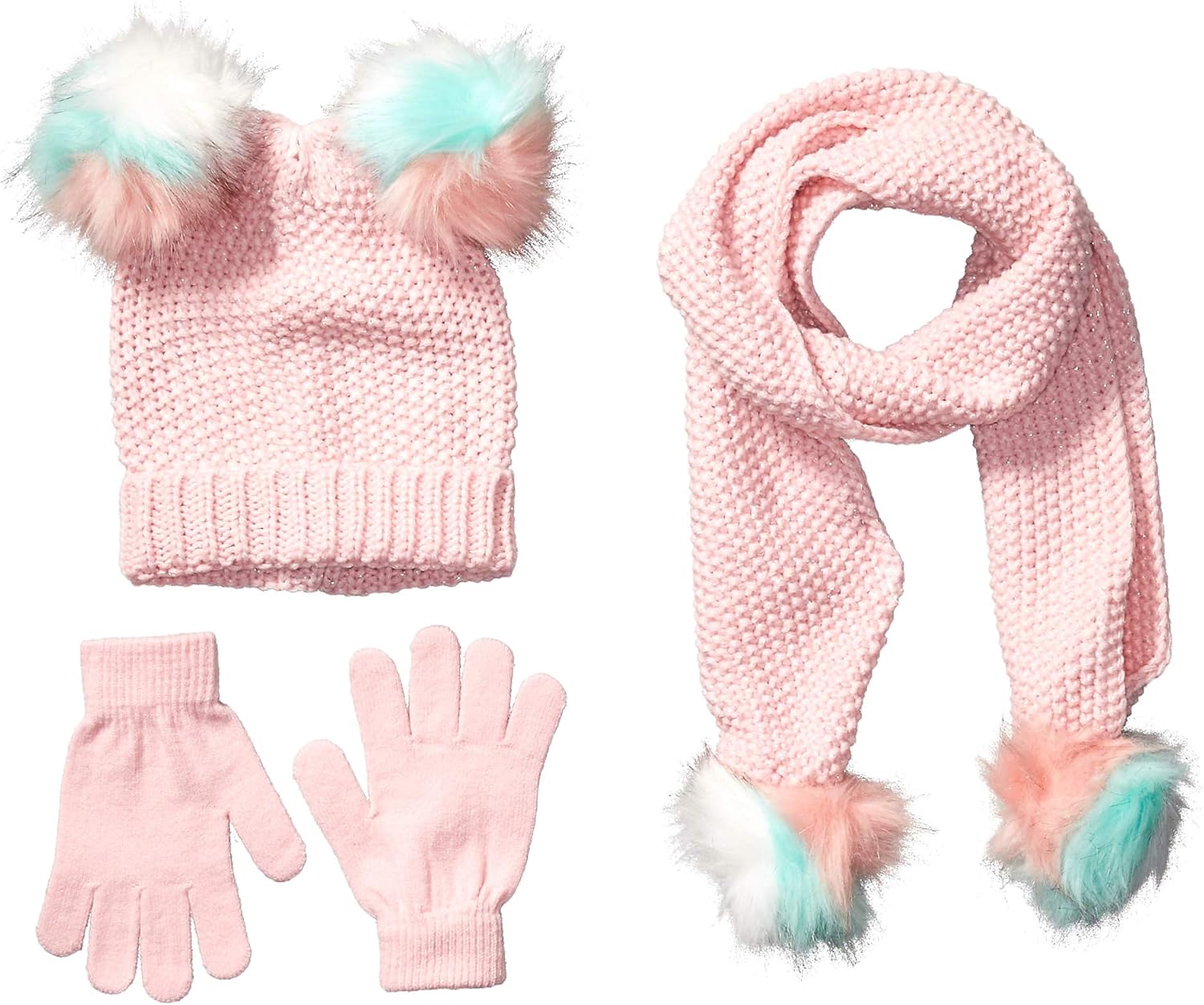  Brand - Spotted Zebra Girls Hat Scarf Mittens Gloves Cold Weather Accessories Sets: Clothing