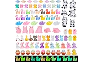 95Pcs Luminous Mini Resin Animals Glow in The Dark Miniature Animals Figurines Small Animal Figures to Hide Mini Animal for P
