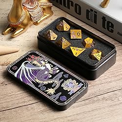 DNDND Flower Metal DND Dice, 7 PCS Heavy Solid
