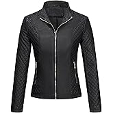 Geschallino Women's Faux Leather Jacket Plus Size Fall Motorcycle Biker Clothes Outfits Short Fashion PU Coat (1X-5X)
