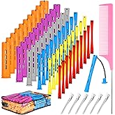 68 Pcs Hair Perm Rods Set - 6 Sizes Plastic Cold Wave Rods with Rat Tail Combs Hair Styling Clips, Perming Rods for Long Short Natural Hair Hairdressing Tools