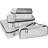 WTREE 4-Piece Packing Cubes Travel Accessories Set for Suitcases - Luggage Organizer Bags with Double Zipper - Mesh Top - Small/Medium/Large/Slim - Beige
