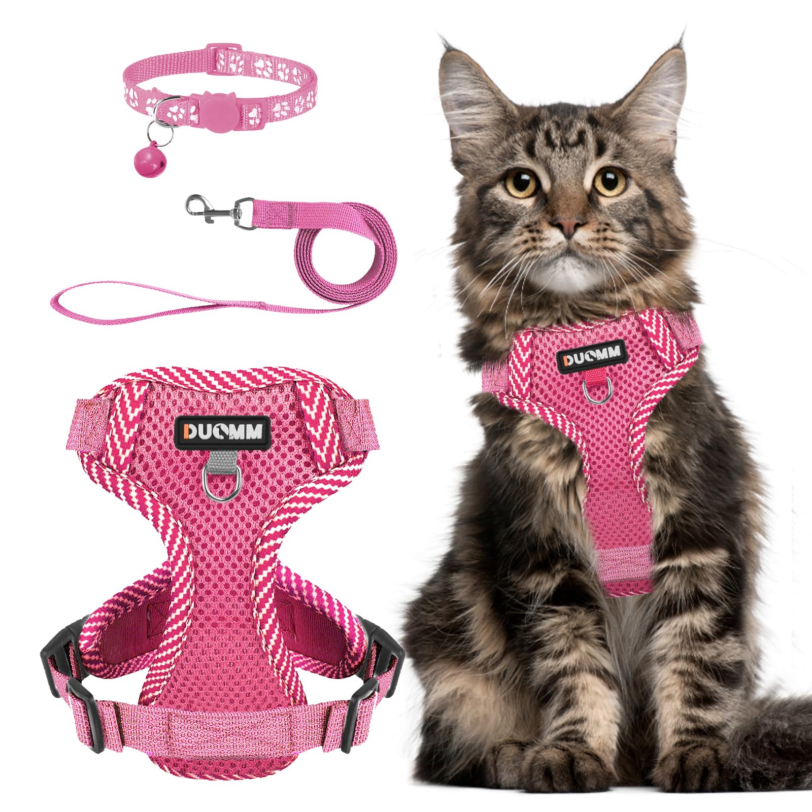 NeuWook Cat Harness and Lead Set, Escape Proof Cat Kitten Walking Vest with Leash, Adjustable Reflective No Pull Soft Mesh Padded Vest Harnesses for Small Dogs Cats (Pink, XL)