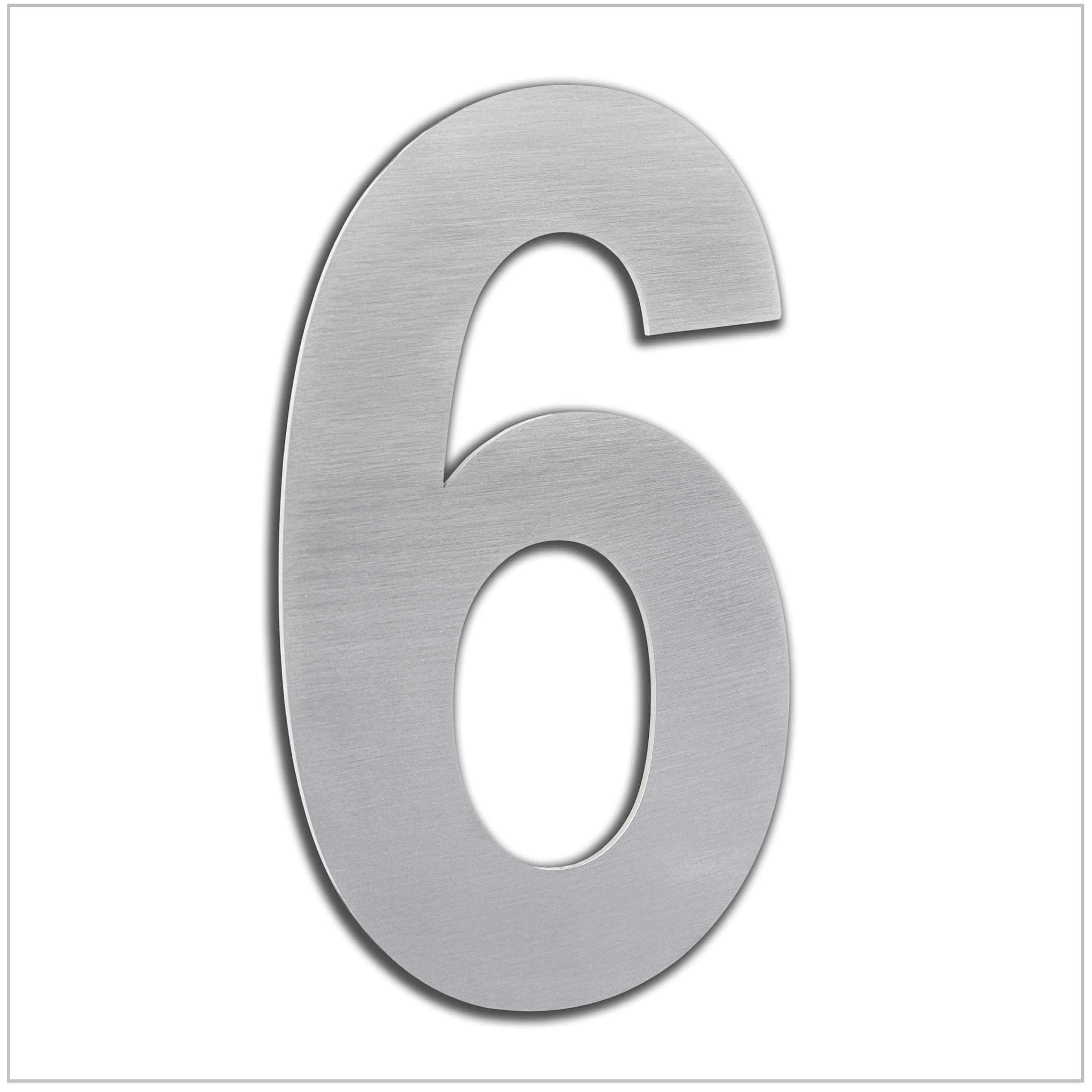 EVI Herrajes | House Number | 16cm Adhesive Stainless Steel Door Numbers | Waterproof | "6" Digit
