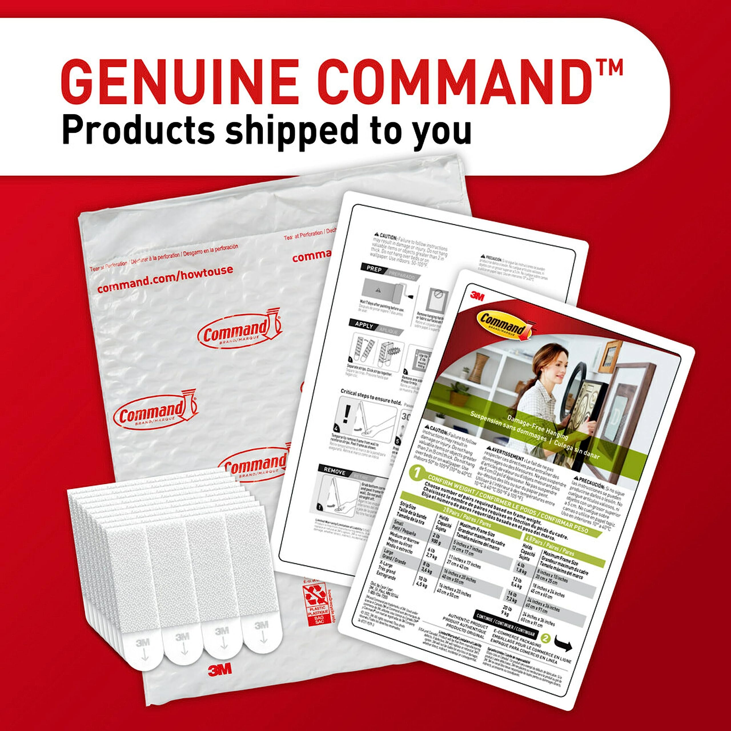 Command 4 lb Small Picture Hanging Strips 18 Pairs (36 Command Strips), Damage-Free Hanging Picture Hangers, No Tools Wall Hanging Strips for Home Decor, White Adhesive Strips