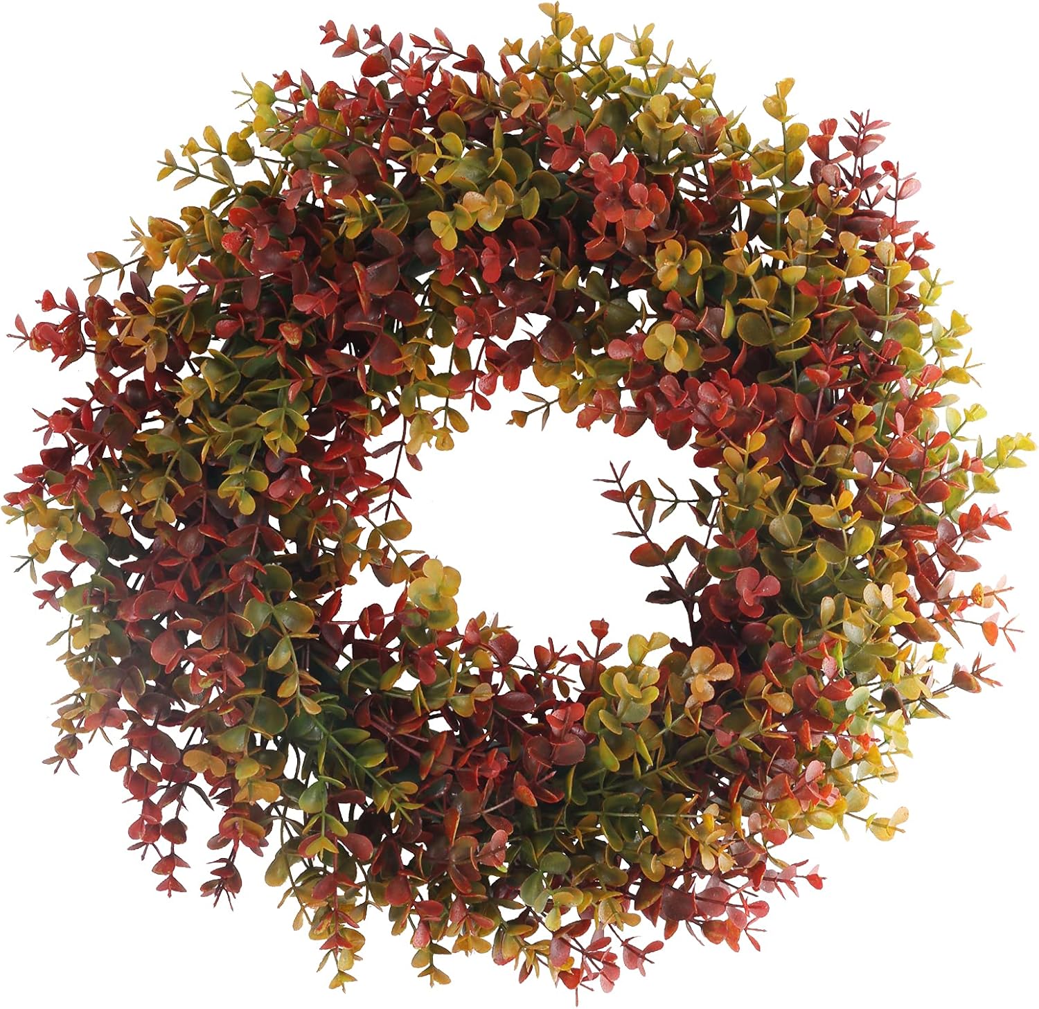 MHMJON Boxwood Wreath Artificial Fall Wreath Autumn Wreath for Front Door Wall Window Harvest Halloween Thanksgiving Day
