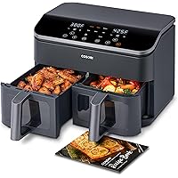 COSORI 9Qt 8-in-1 Dual Air Fryer, Multi-dish Cooking at Once for Family and Couple with Double Baskets, Bake, Roast, Reheat, 