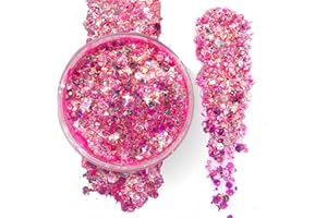 Neon Pink - Holographic Body Glitter Gel for Body, Face, Hair - Vegan & Cruelty Free - Electric Bliss Beauty (Neon Pink)
