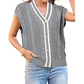 Arach&Cloz Summer Sweater Vest Women Spring Cap Sleeve V Neck Striped Button Casual Cardigan Sweater Knit Tank Tops 2025