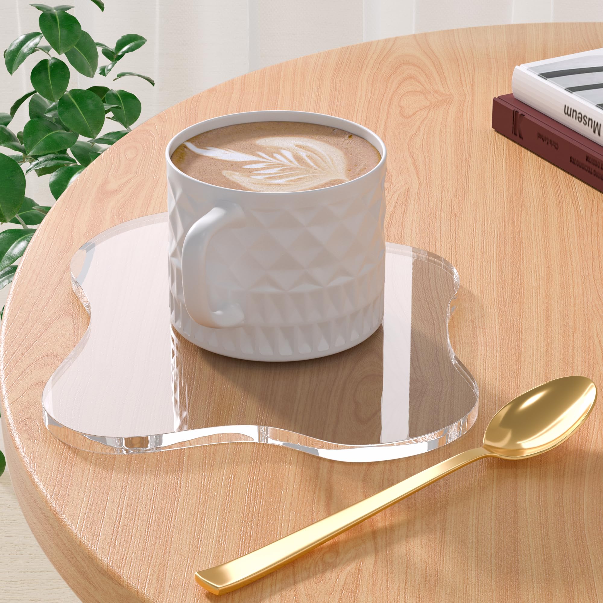 Photo 1 of Leadiy Acrylic Coaster Decorative Plates, Irregular Bar Drink Coaster, Clear Cloud Shape Coffee Cup Coaster, Perfect for Tabletop Protection and Accessories Display.(Clear)