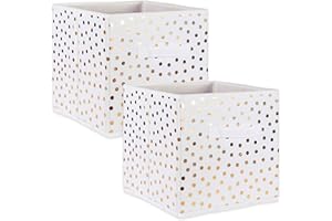 DII Foldable Small Dots Fabric Storage Containers for Cube Organizers, Toys, Cloths or Knick Knacks (Set of 2), 13 x 13 x 13,