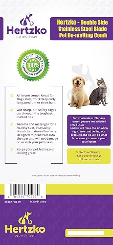 Hertzko Single-Sided Dematting Comb For Cats & Dogs – Large, HDT-22