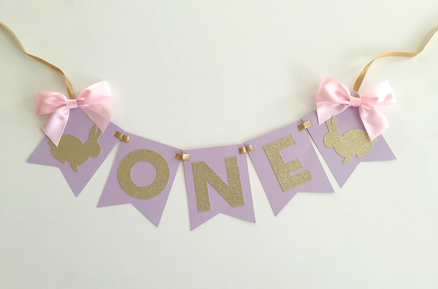 Amazon Com Bunny High Chair Banner In Lavender And Gold In 1st