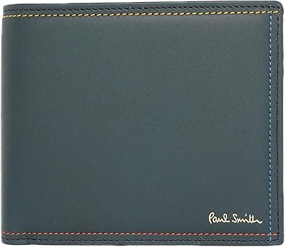 Amazon ポールスミス Paul Smith ブライトストライプステッチ 二つ折り財布 2つ折り財布 フラップ ウォレット 小銭入れ付き メンズ 純正化粧箱 ショップバッグ付き Psq024 グリーン 財布
