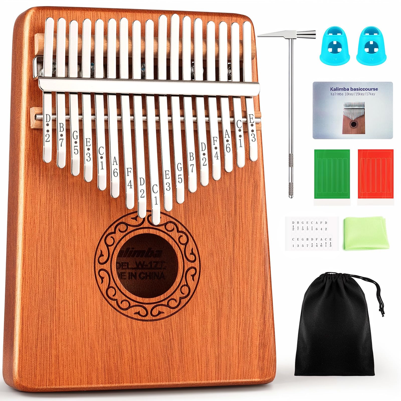 CAHAYA Kalimba 17 Keys Thumb Piano Finger Marimba Instrument with 2 Thumb Picks for Music Lover, Model CY0338
