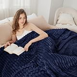 Bedsure Fluffy Fleece Blanket Navy 220x240 cm Double Size Soft Warm Throw view 3