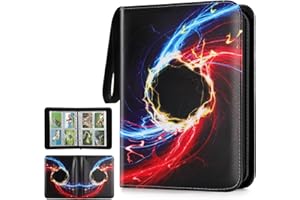 Hyywxcy Card Binder, 4 Pocket 440 Cards Trading Card Album Holder with 55 Removable Sleeves Display Storage Carrying Case Compatible with Pokemon Cards Football TCG Game Sports Cards, Black