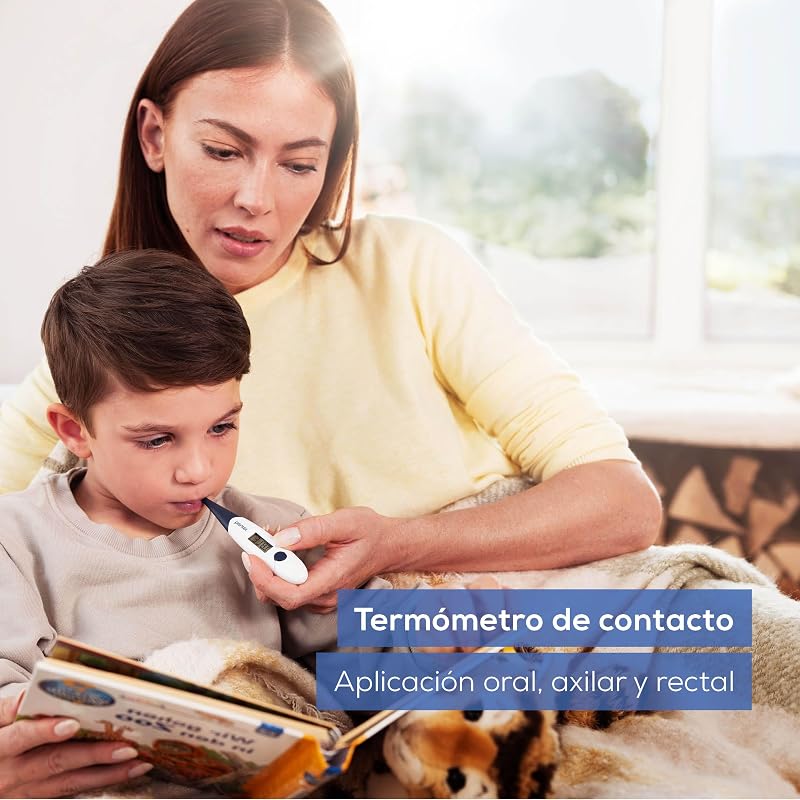 FT 17 termómetro clínico digital, termómetro con punta de medición flexible para la medición oral, rectal y axilar, resultado en 10 s, indicador de fiebre, para bebés, niños y adultos, blanco