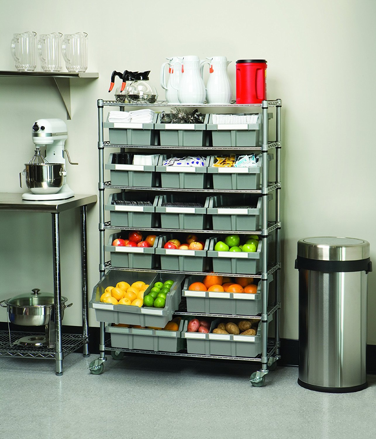 Seville Classics Commercial 7Tier Platinum/Gray NSF 16Bin Rack