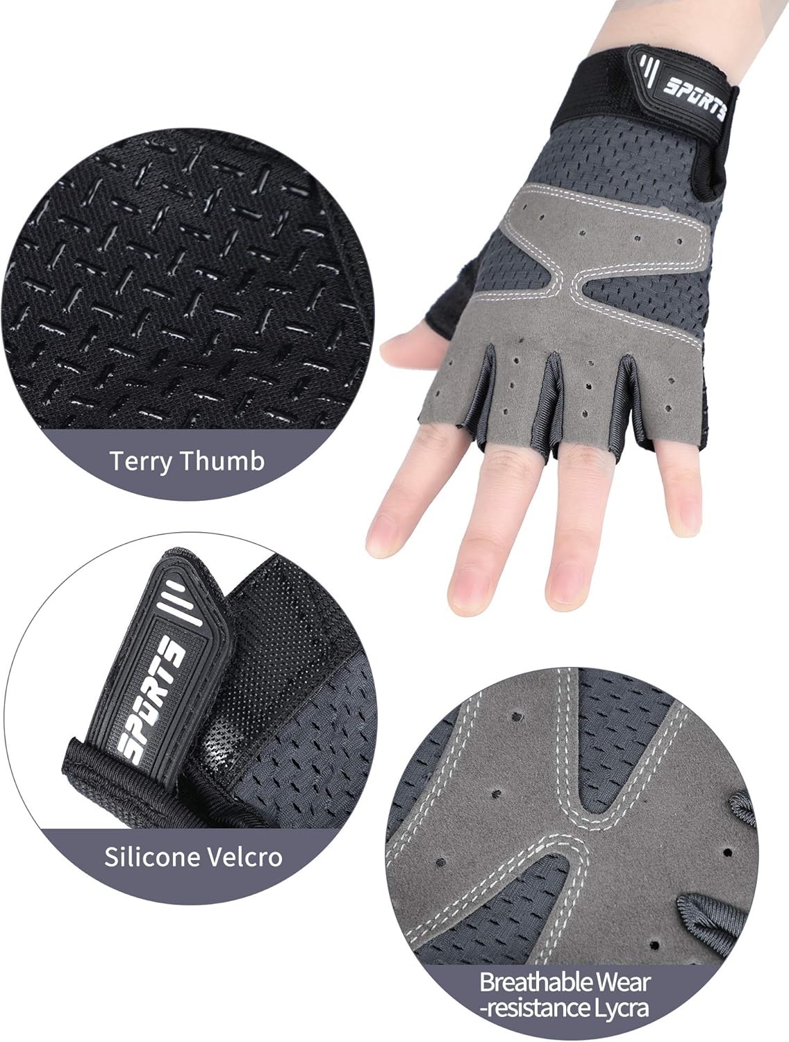3 Pairs Kids Half Finger Gloves Non-Slip Gel Gloves Adjustable Sports Gloves: Clothing