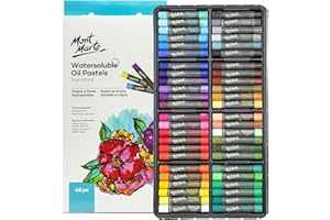 Mont Marte Watersoluble Oil Pastels Signature 48pc, 48 Assorted Colors, Great Blending and Layering, Comes in Storage Case, Ideal for Art, Craft, Coloring and Sketching