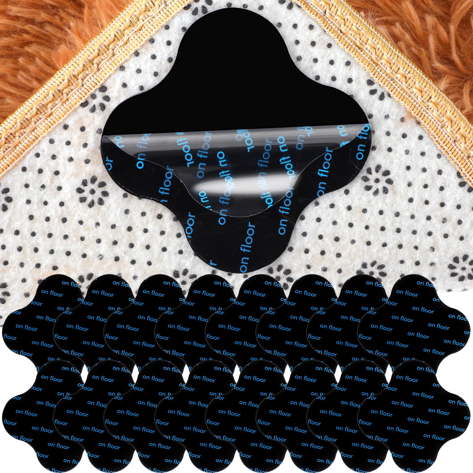 Bewudy 16 Pcs Rug Anti Slip Grippers Rug Grip, 8cm/3.15inch Large Size Carpet Grippers, Non Slip Rug Pads To Keep Your Area Rug Flat on Hardwood Floors and Tiles