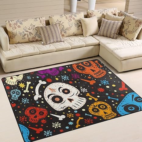 Amazon Com Sugar Skull Dia De Los Muertos Playmat Floor Mat