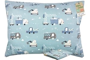 ZPECC Toddler Pillow with Pillowcase - 13x18 Organic Cotton Hypoallergenic Kids Pillow, Baby Essentials for Travel Crib Daycare Stroller (Intended for Age 2 and up) Truck