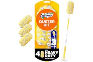 Swiffer Duster Kit with 1.8 m Super Extendable Handle, Heavy Duty Dusting Starter Kit, for Ceiling Fans, Vents and Hard to Re
