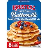 Krusteaz Light and Fluffy Buttermilk Complete Pancake Mix, Waffle and Pancake Mix, Just Add Water, 32 oz Box (Pack of 8)