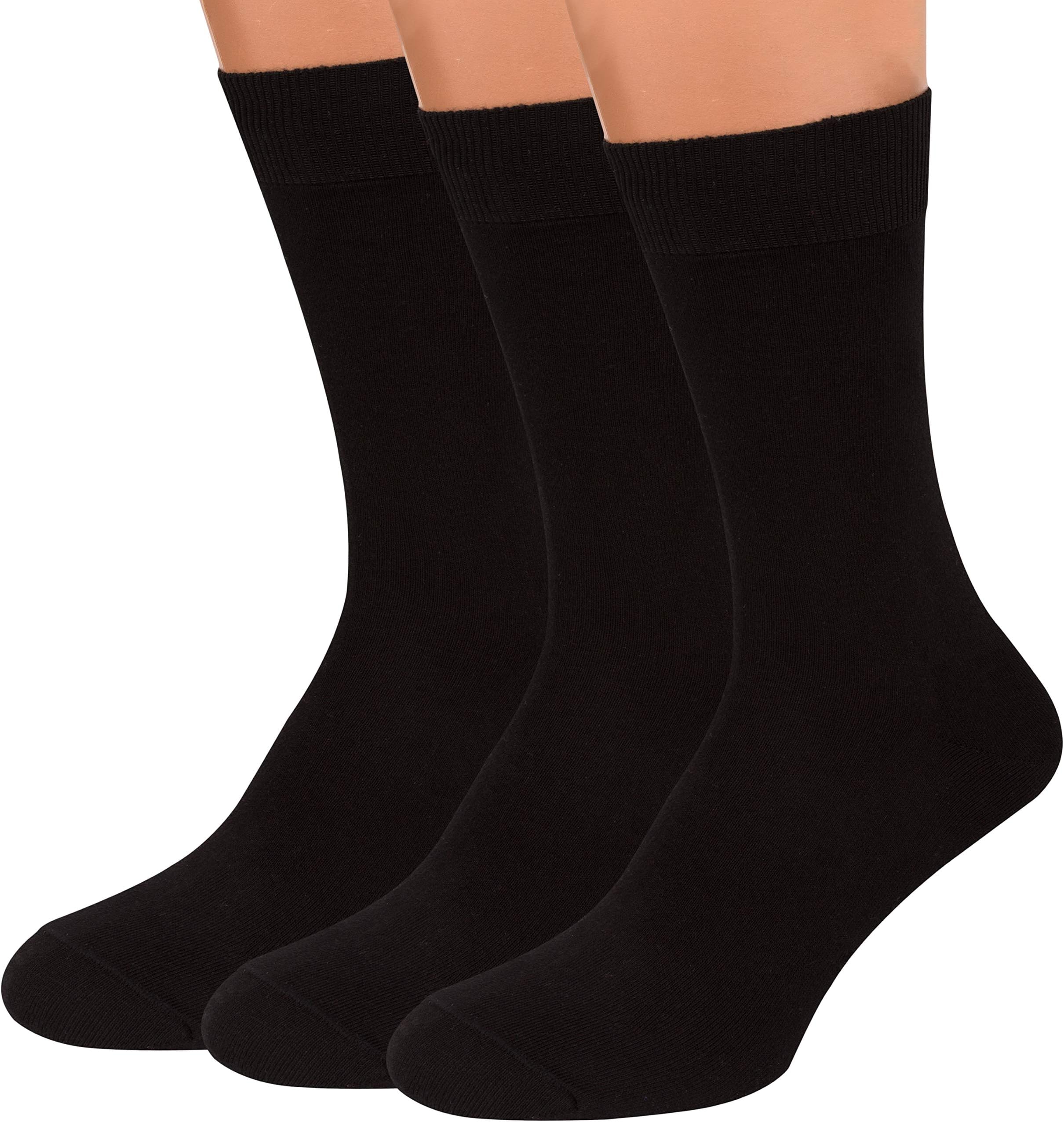 Black Dress Socks Men, 3 packs Rich European Organic Cotton Crew Sized AIR SOCKS