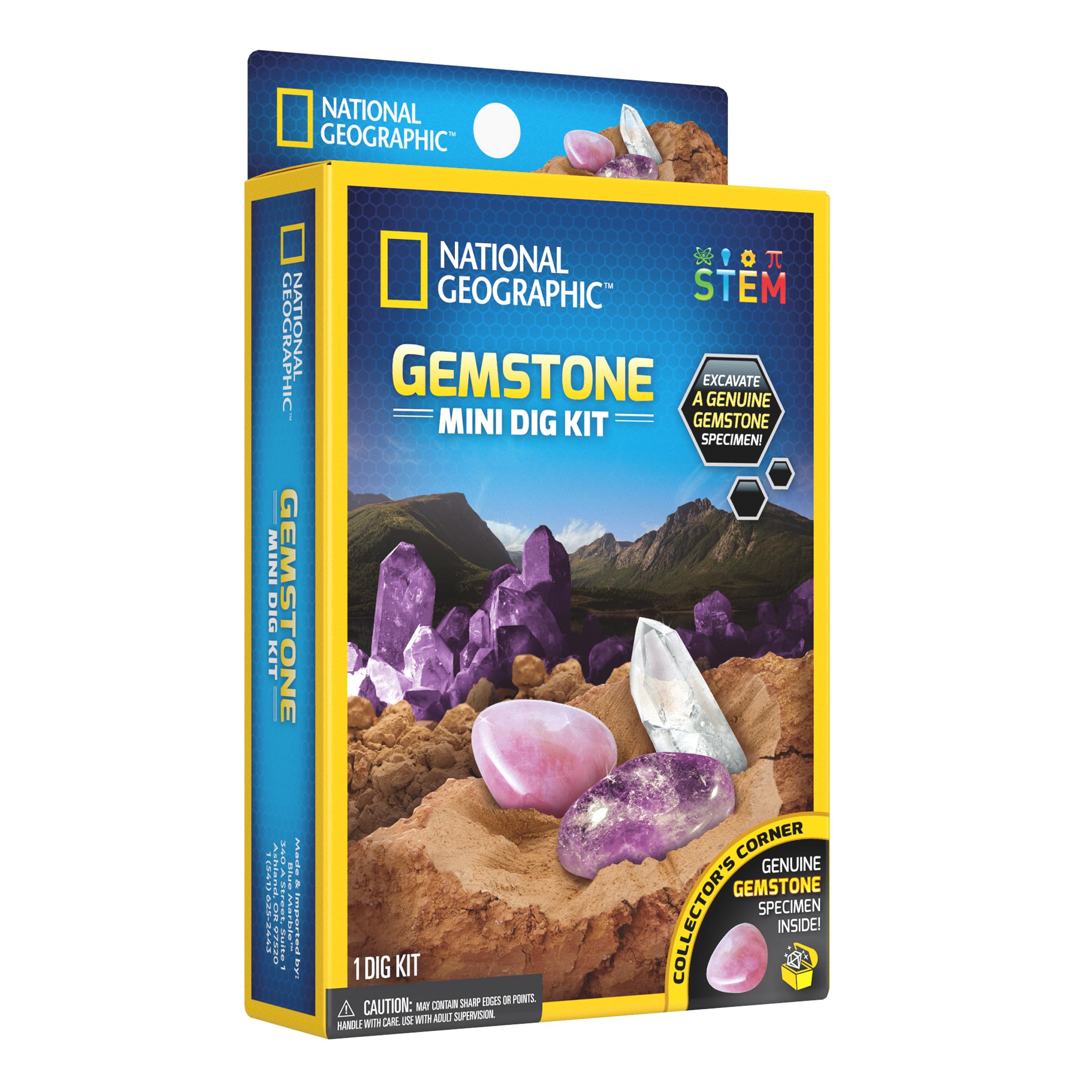 National Geographic Mini Gemstone Dig Kit - Gem Excavation Kits for Kids with Authentic Amethyst, Rose Quartz or Quartz | STEM Educational Science Kits Gifts for 8+ Year Old Boys and Girls