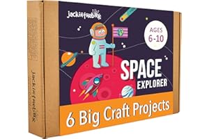 JACKINTHEBOX Space Science Craft Kit Gift 6-in-1 | Arts Crafts Space Toy for Kids Ages 6-8 | Gifts for Boys and Girls Aged 6,7,8,9,10 Year Olds | Solar System Toys for Kids