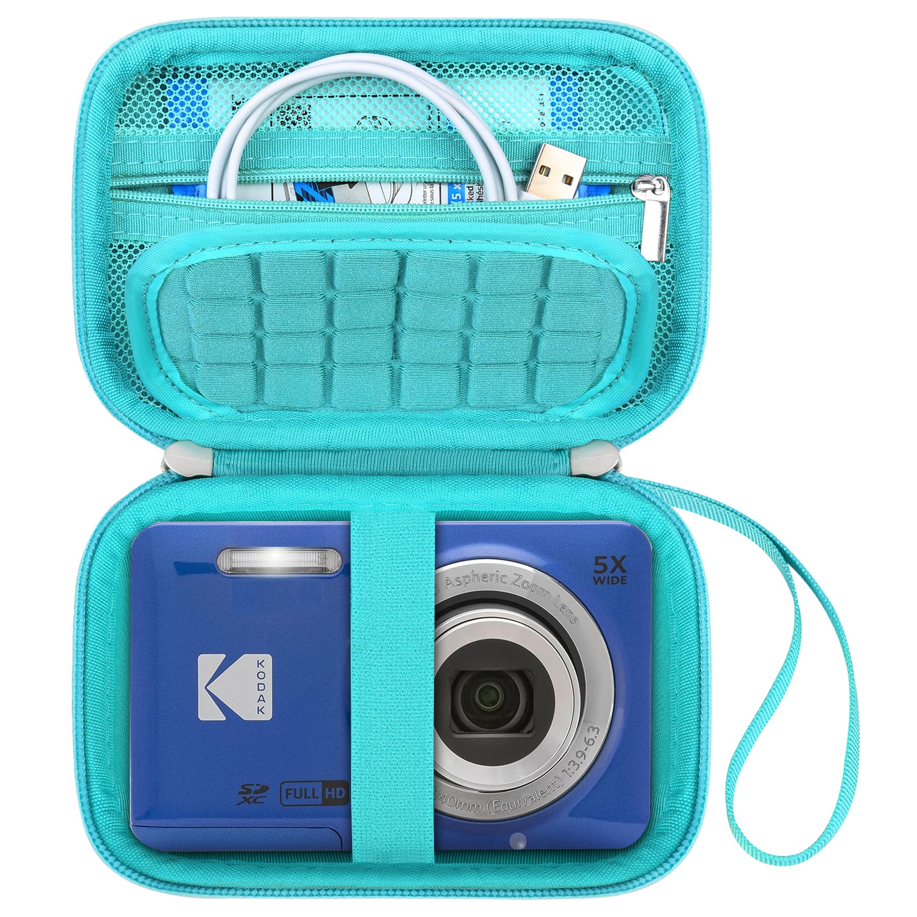 Canboc Carrying Case for Kodak PIXPRO FZ55/ FZ45/ FZ43/ FZ53 16MP Digital Camera, Video Vlogging Camera Bag, Zipper Mesh Pocket fit Cable, Green (Case Only)