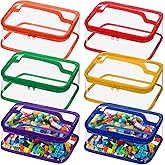 Nitial 6 Packs Clear Toy Storage Bags PVC Organizing Toys Bags with Zipper for Kids Building Blocks Board Games Christmas Valentines Birthday Gift(Bright Colors)