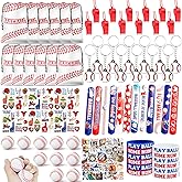 TYQSY 134 PCS Baseball Party Favors, 12 Set Goodie Bag, Mini Stress Balls, Baseball Stickers, Rubber Bracelets, Keychain, Tattoo Stickers, Slap Bracelets, Whistle for Baseball Themed Party Supplies