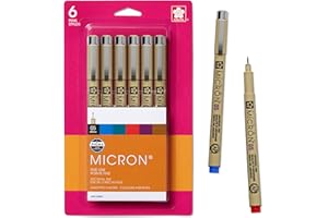 SAKURA Pigma Micron Fineliner Pens - Archival Black and Colored Ink Pens - Pens for Writing, Drawing, or Journaling - Black and Colored Ink - 05 Point Size - 6 Pack