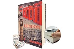 AZ-HOMEY Genuine Paper Transfer Book Safe: Secret Hidden Safe, Combination Lock Included - Metal Safe Box and Protect Your Valuables Inside an Authentic Paper Book, 8.7"×6"×1.8" (London)