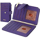 Badiya Credit Card Holder for Women, RFID Wallet Women, Slim Bifold Card Organizer with Multi-Card Case & Zipper Coin Pocket & 3 ID Windows, Travel Credit Card Holder with Metal Hinge