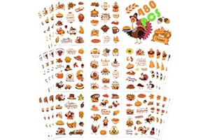 OTAITY 480 PCS Happy Thanksgiving Stickers for Kids, Fall Stickers Autumn Stickers Thanksgiving Theme Maple Leaves Stickers Envelope Thanksgiving Party Classroom Decorations