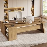 Tribesigns 78" L-Shaped Executive Desk, Large Modern Office Desk with Drawers and Lateral File Cabinet, Business Furniture with Storage Shelves, Big Computer Table for Home Office (Brown)