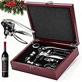 Wine Bottle Opener Corkscrew Gift Set, 8 Pieces Manual Corkscrews Wine Opener with Classic Wooden Box, Stainless Steel Wine Opener kit Wedding Valentines Day Gifts for Wine Lovers